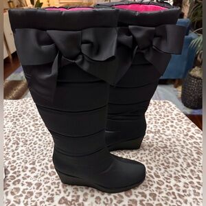 Kate Spade Black Winter Boots with Bow Detail
